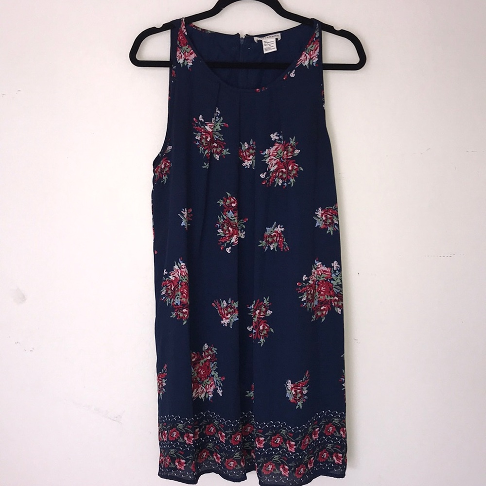 Dressy navy floral shift dress
